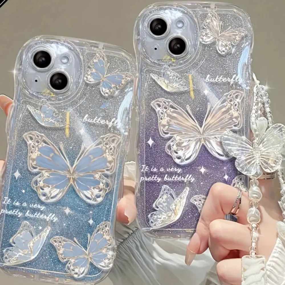 iPhone 15 Butterfly Design Phone Case - Silver - Picture 3 of 3